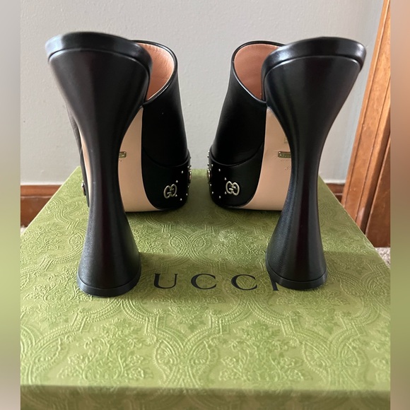 Gucci black platform mules with silver logos - Picture 8 of 15